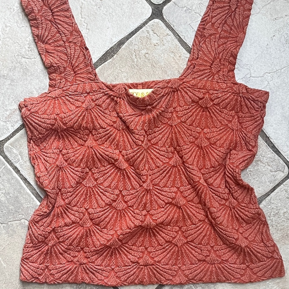 Elegant Rust Textured Tank Top